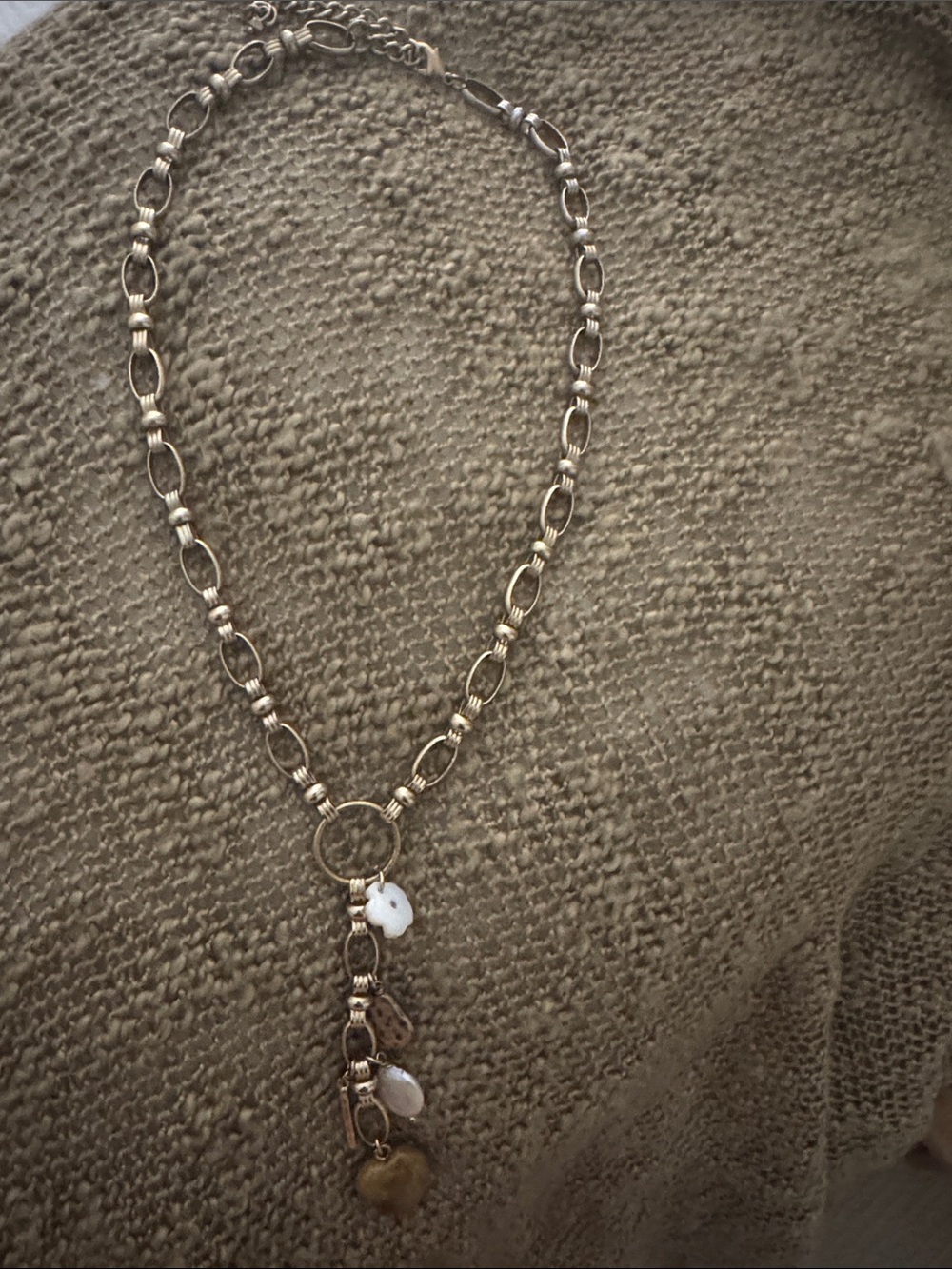 Anthropologie Gold-Link Y Necklace with Mixed Charms